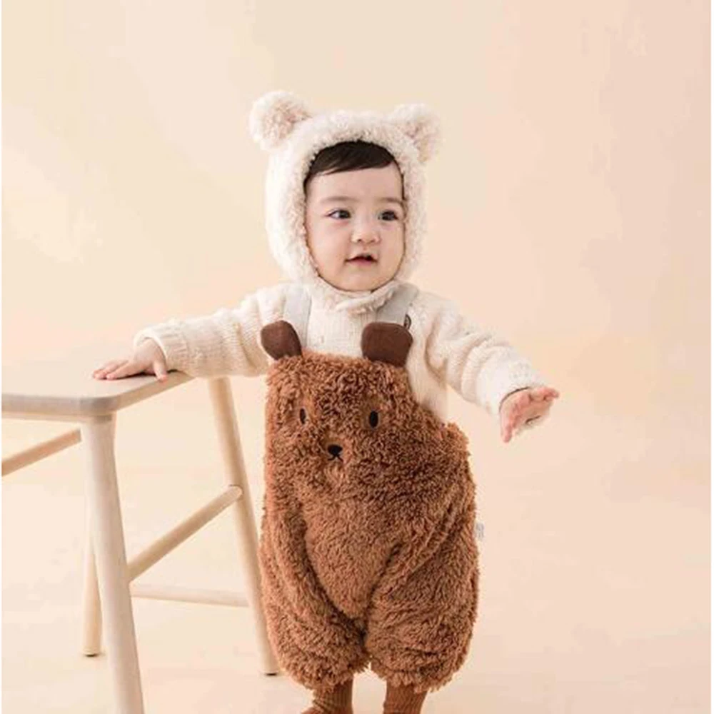 2022 V Zime Vianoce, Aby Remienky Roztomilý Medveď Výšivky Batoľa Chlapci Dievčatá Podväzkové Jumpsuit Teplé Fleece Oblečenie Novorodenca Obrázok 1