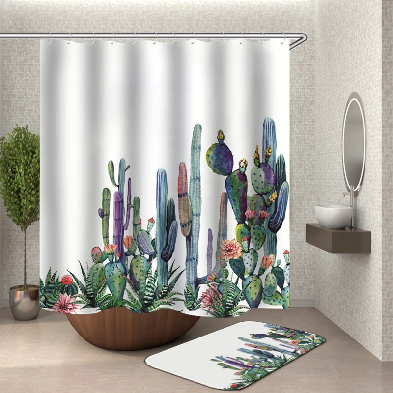 Alpaky kaktus sprchový záves kúpeľňa opony drop shipping nepremokavé opony sprcha Obrázok 1