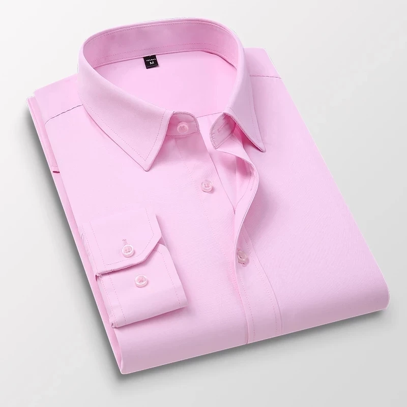 Camisas ajustadas para hombre, camisas de manga larga simples, informales, para oficina, 2022 Obrázok 3