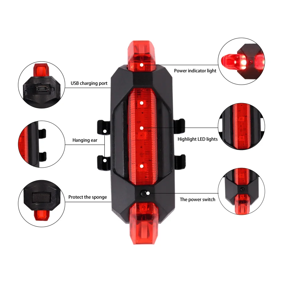 Cyklistické Svetlo Vodotesné Zadné zadné Svetlo LED USB Nabíjateľné Výstražné Červené Taillamp Pre Xiao M365 M365 Pro Pro2 Elektrické Scoote Obrázok 3
