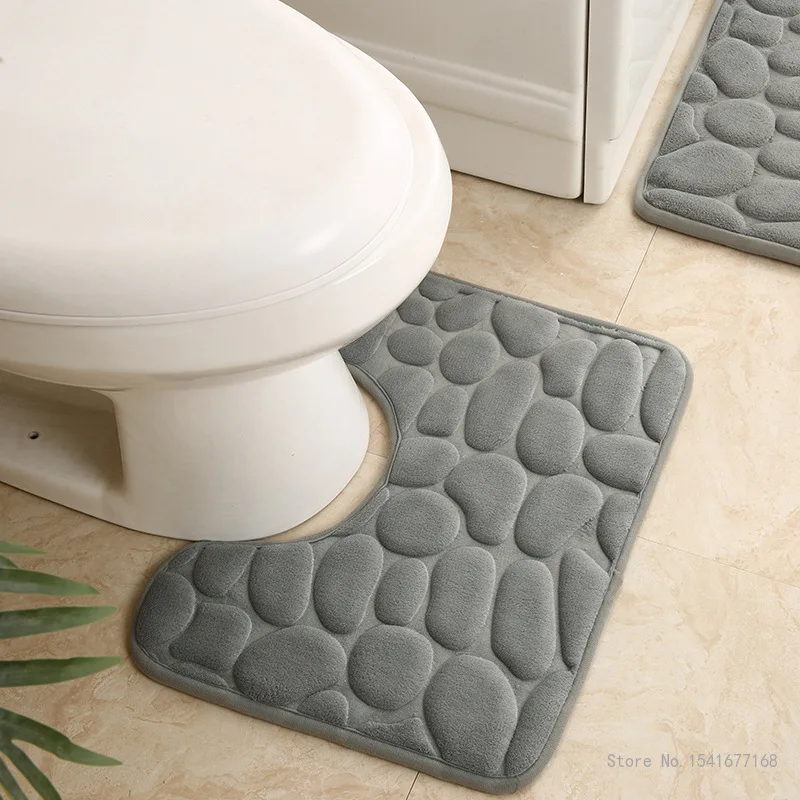 Kamienkové vytlačené podlahové rohože U-tvarované wc dvoch-dielny oblek domáce dekorácie kúpeľňa absorpčné non-slip koberec podlahy, kúpeľňa mat Obrázok 1
