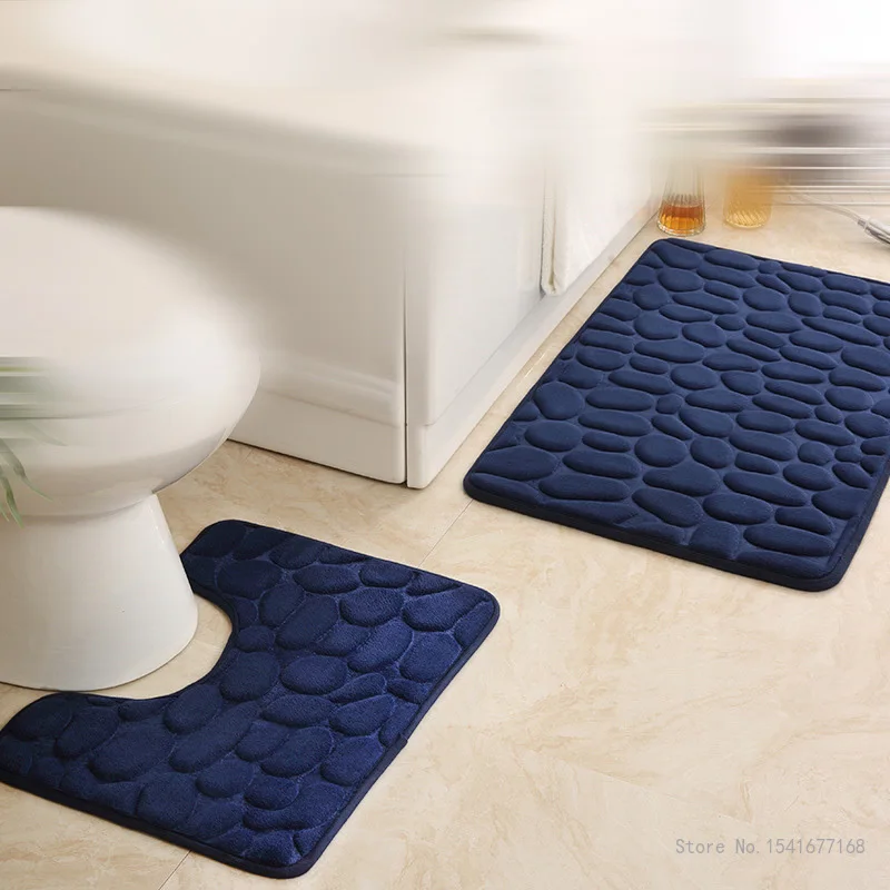 Kamienkové vytlačené podlahové rohože U-tvarované wc dvoch-dielny oblek domáce dekorácie kúpeľňa absorpčné non-slip koberec podlahy, kúpeľňa mat Obrázok 5