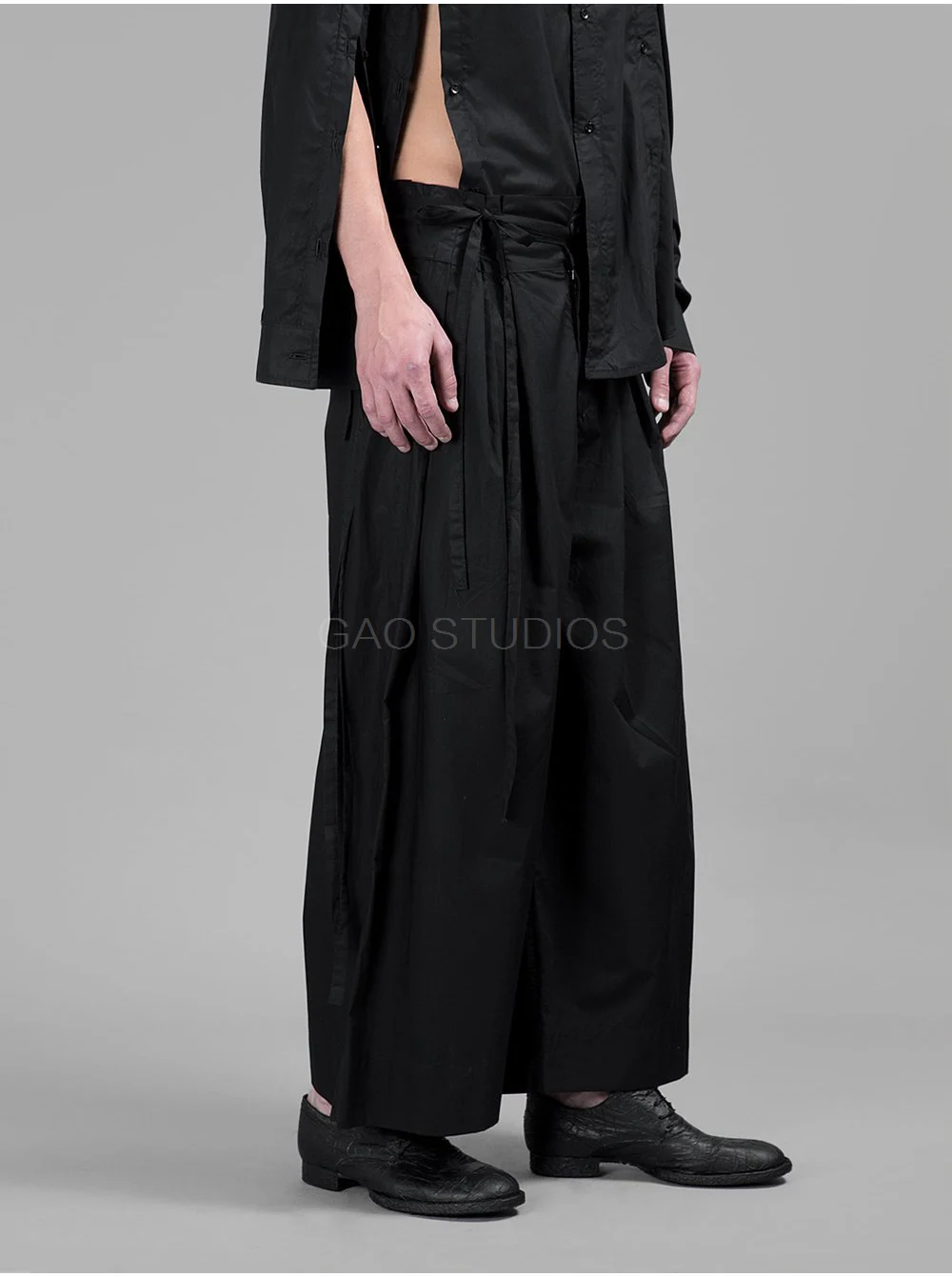 Krajky-up plus veľkosť dekonštruovať ostrihané nohavice originálne dizajnérske voľné plus veľkosť black strapec siluetu Obrázok 0