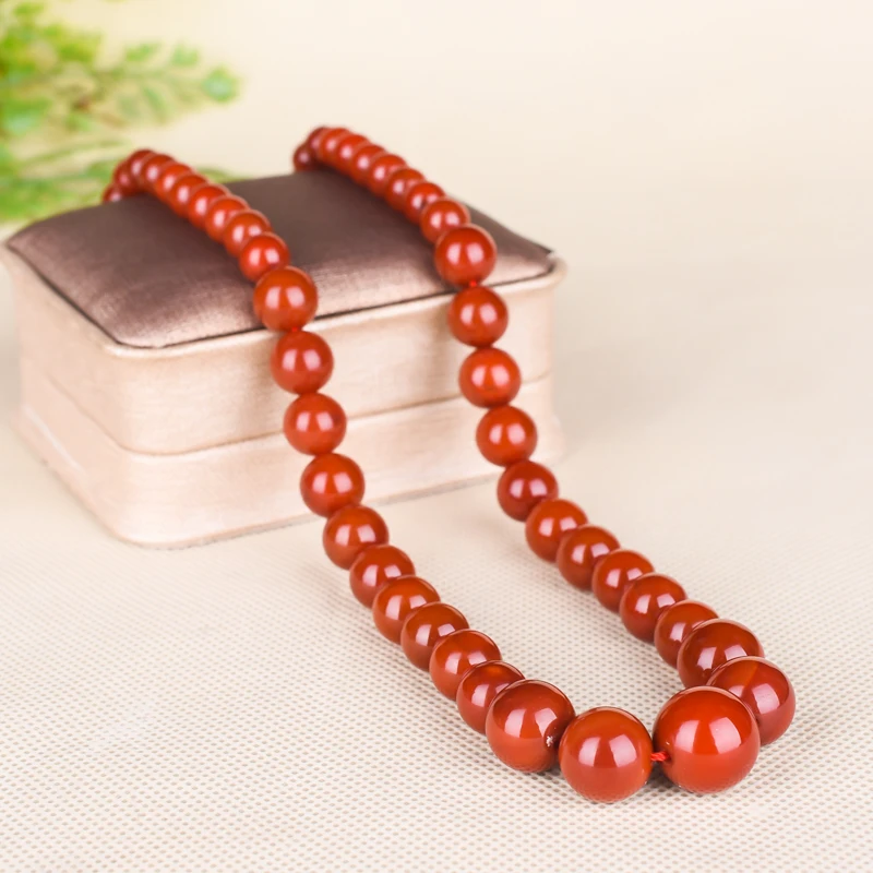 Krásne Červené Jade Malá guľôčka Náhrdelník Nan Hong chalcedony reťazca Amulet Zriedkavé Visí @@@@@ Obrázok 4