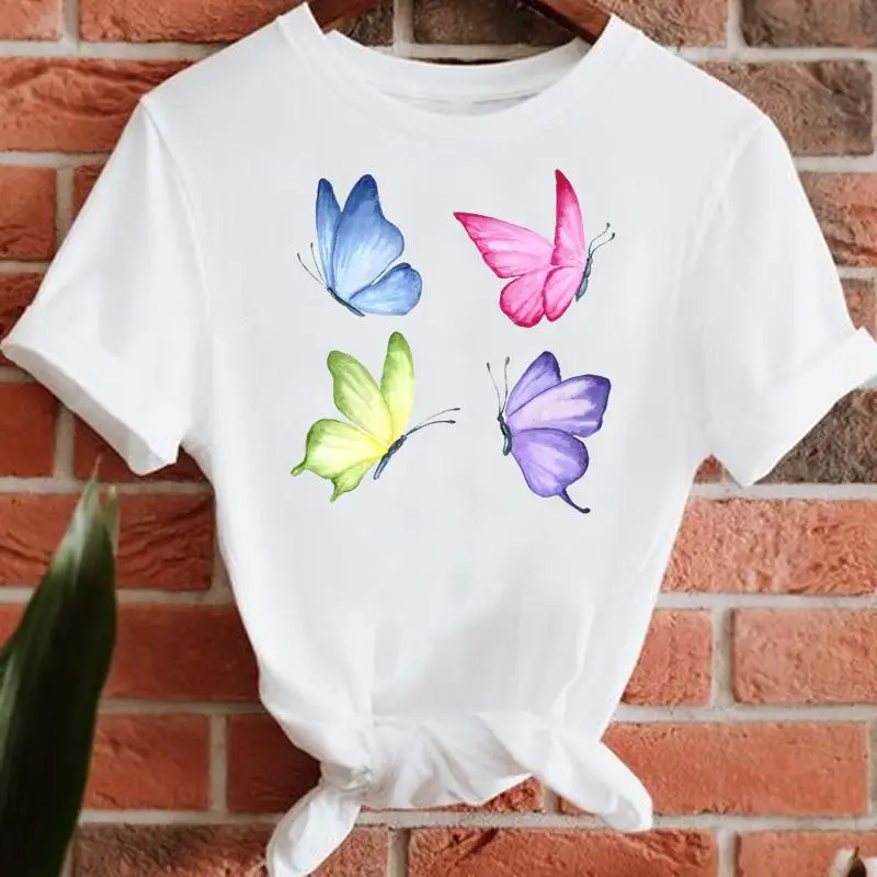 Krátky Rukáv Ženy Butterfly Nová 2022 90. rokov Lady Bežné T-shirts Tee Módne Letné Tričko Top Trend Cestovné Grafické T-Shirt Obrázok 0