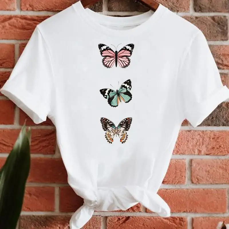 Krátky Rukáv Ženy Butterfly Nová 2022 90. rokov Lady Bežné T-shirts Tee Módne Letné Tričko Top Trend Cestovné Grafické T-Shirt Obrázok 2