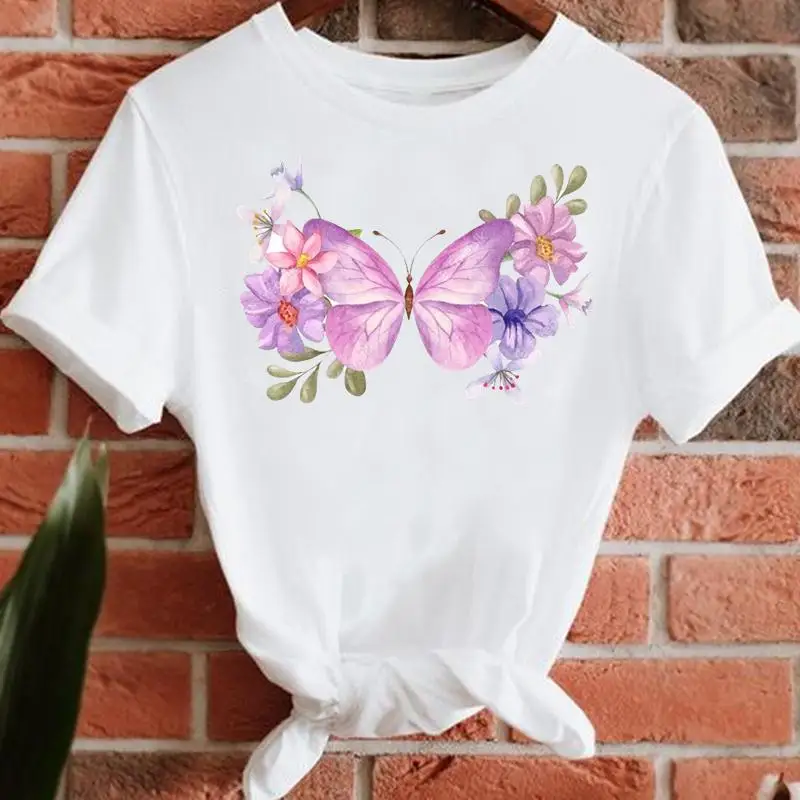 Krátky Rukáv Ženy Butterfly Nová 2022 90. rokov Lady Bežné T-shirts Tee Módne Letné Tričko Top Trend Cestovné Grafické T-Shirt Obrázok 3