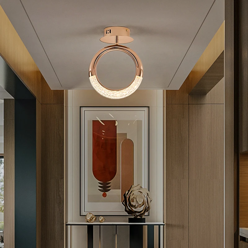 Moderné Luxusné LED Stropné svietidlo Spálňa Zliatiny Zinku Tvorivé Krúžky Zlato Zariadenia, Balkón, Obývacia Izba Uličkou Deco Domov Stropné Lampy Obrázok 4