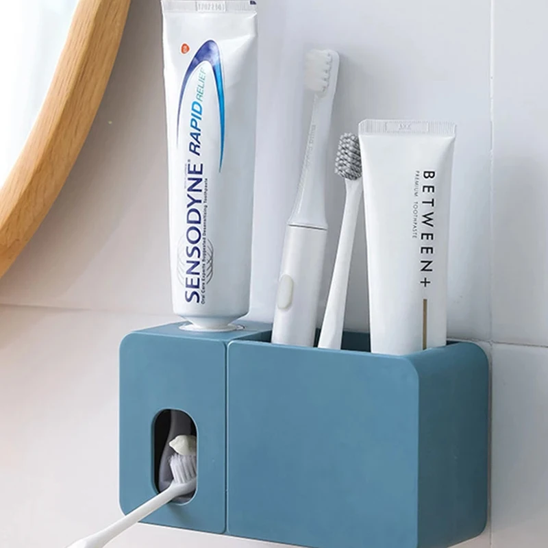 Multi-Funkčné Kúpeľňa Police zubná pasta Vydávať Squeezer Automatické Kefka Stojan na Stenu Punch-Bezplatné WC Príslušenstvo Obrázok 2