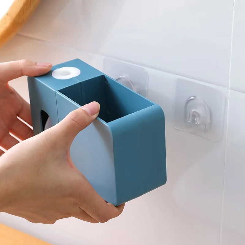 Multi-Funkčné Kúpeľňa Police zubná pasta Vydávať Squeezer Automatické Kefka Stojan na Stenu Punch-Bezplatné WC Príslušenstvo Obrázok 3