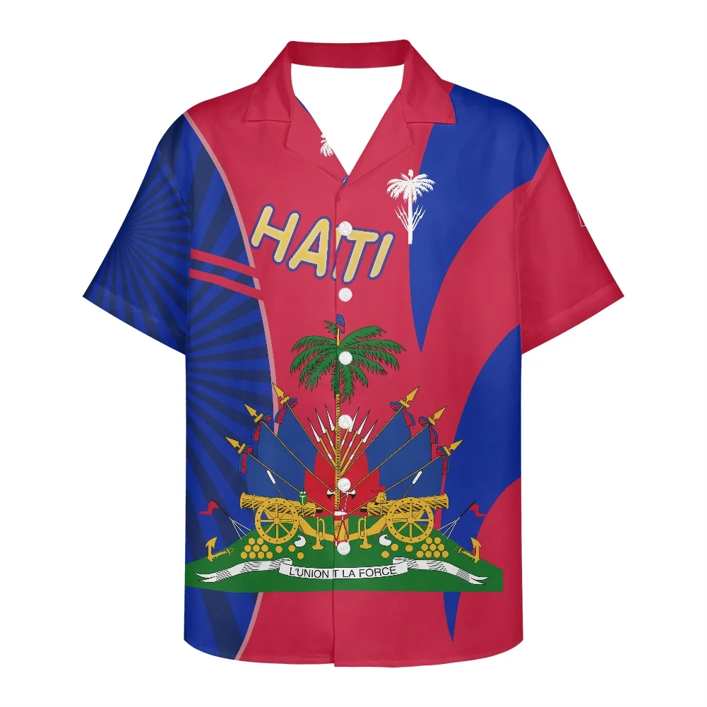 Móda Nový Dizajn pánske Tričko Lete Roku 2022 Mužov Košele Haiti Príznak Tlač Oblečenie Plus Veľkosť Krátkym Rukávom V Krku pánske Košele Obrázok 3