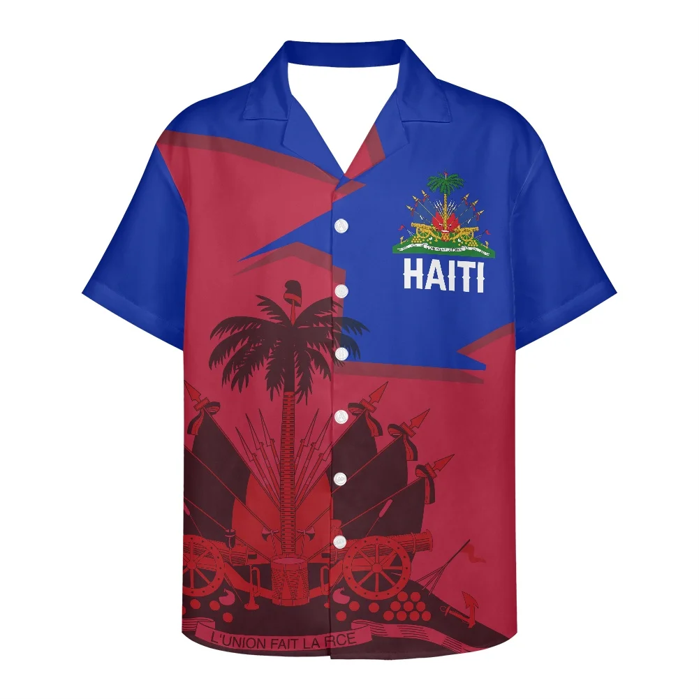Móda Nový Dizajn pánske Tričko Lete Roku 2022 Mužov Košele Haiti Príznak Tlač Oblečenie Plus Veľkosť Krátkym Rukávom V Krku pánske Košele Obrázok 4