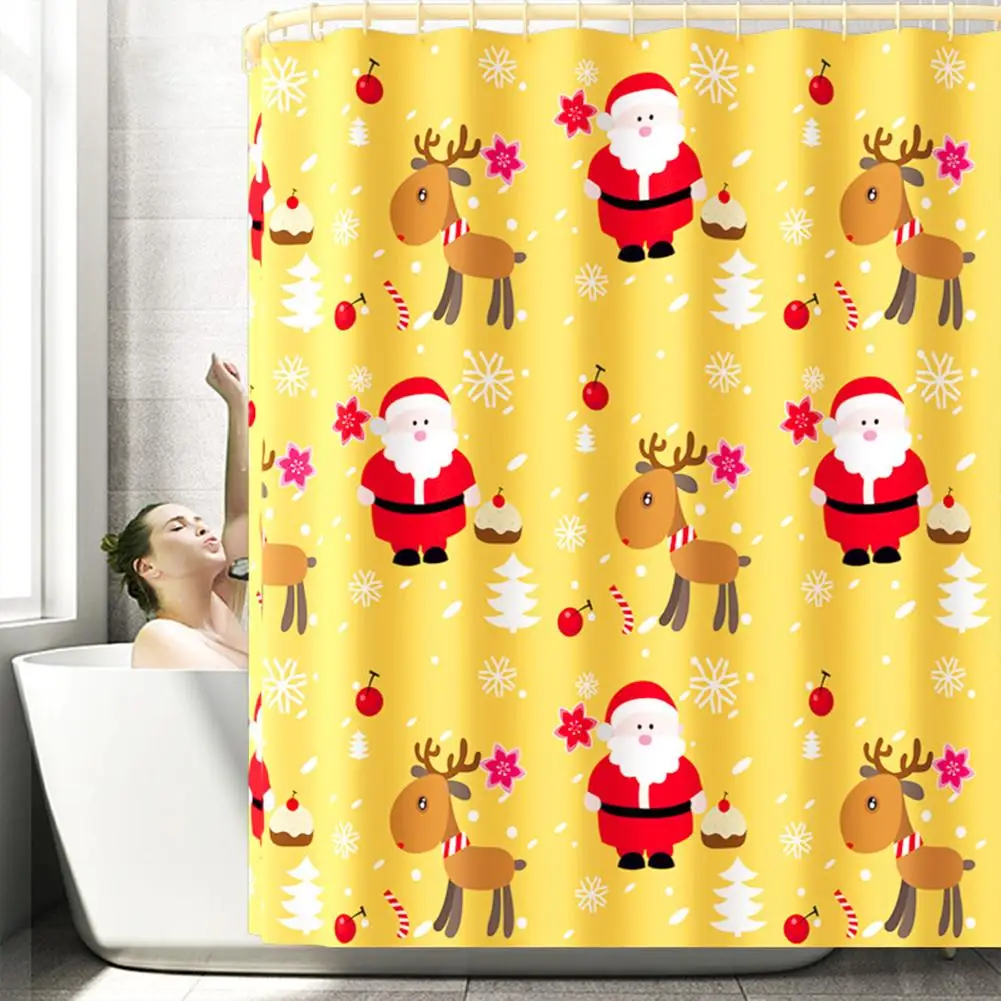 Polyester Kúpeľňa Štýle Vianoc Karikatúra Tlače Sprchový Záves 180*180 cm S Háčikmi Obrázok 0
