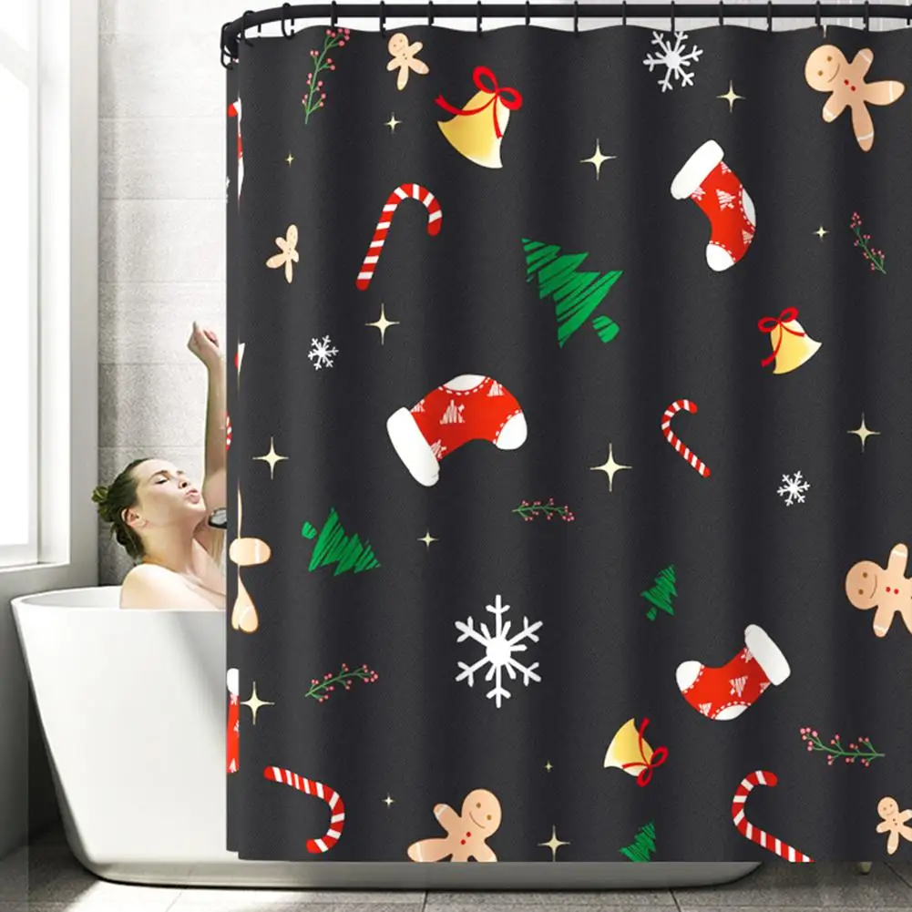 Polyester Kúpeľňa Štýle Vianoc Karikatúra Tlače Sprchový Záves 180*180 cm S Háčikmi Obrázok 2