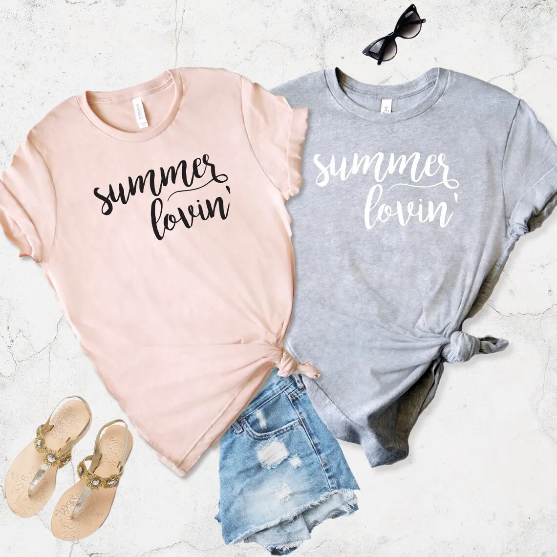 Sugarbaby Summer Lovin' T-Shirt Letné Módy Unisex Bavlnené tričko Pár Tee Summer Lovin Tričko Bff Oblečenie Kvapka Loď Obrázok 0